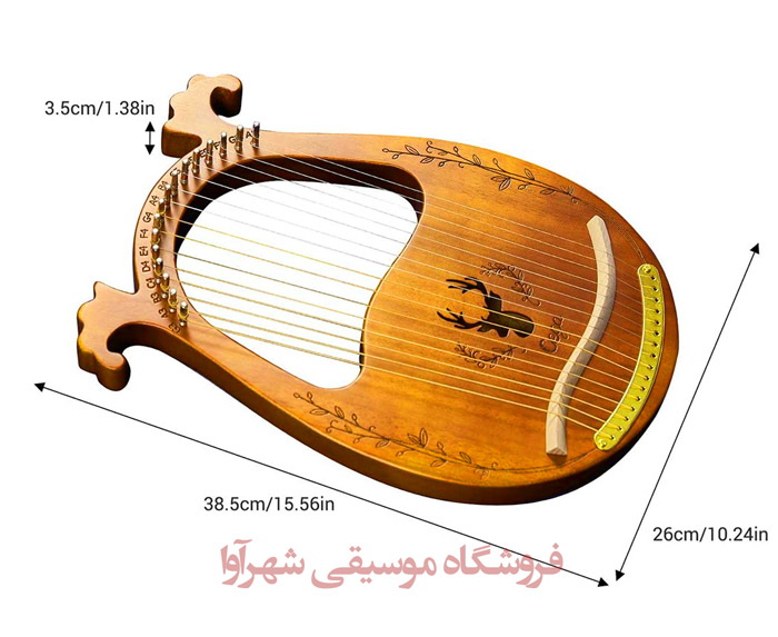 انداه و ابعاد ساز لیرا چنگ رومی